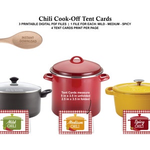 MILD MEDIUM WÜRZIG Chili Kochen Aus Roten Vichy-Karo-Zeltkarten - Chili Kochen - Chili Challenge - Best Chili - Chili Contest - Chili - Printable