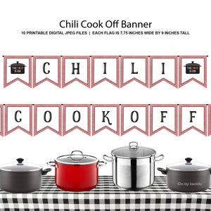 Red Gingham CHILI COOK OFF Banner - Chili Cook Off Banner - Chili Cook Off - Chili Contest - Chili Competition - Chili Tasting - Printable