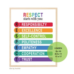 RESPECT Classroom Sign - Respect Homeschool Sign - Classroom Expectations - Classroom Rules -  Classroom - Rainbow Sign -Printable -Download