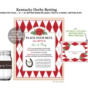 Kentucky Derby Betting - Betting - Kentucky Derby Party - Kentucky Derby - Betting Cards - Betting Slips -Derby Betting Sign -Betting Wagers