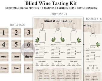 Blind Wine Tasting Rating Sheets - Wine Tasting Party - Wine Rating - Wine Scorecard - Wine Party - Wine Scorecard -Bottle Numbers-Printable