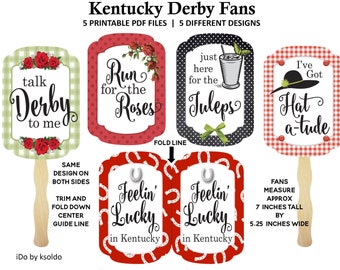 Kentucky Derby Hand Fan - Kentucky Derby Party Favor - Kentucky Derby Decor - Kentucky Derby Photo Props -Derby Party -DIY -Instant Download