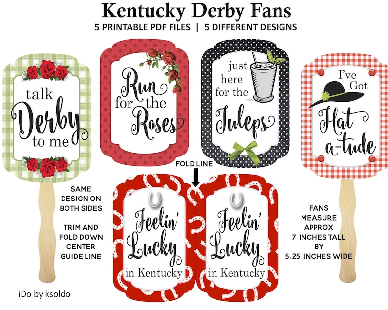 Kentucky Derby Hand Fan - Kentucky Derby Party Favor - Kentucky Derby Decor - Kentucky Derby Photo Props -Derby Party -DIY -Instant Download