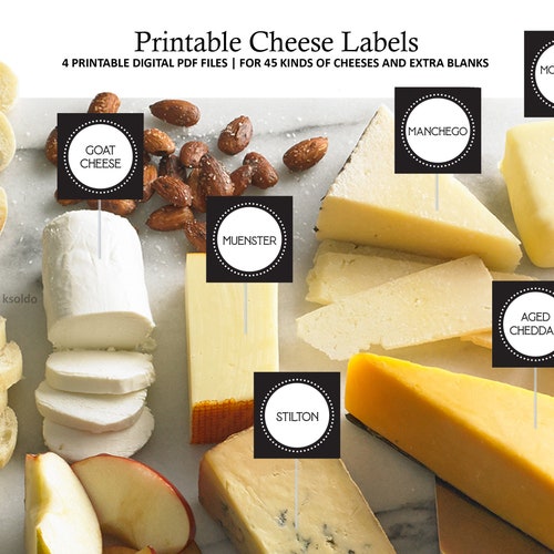 Cheese Party Name Tags Flags DIY Cheese Tags Printable Etsy