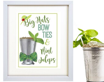 Mint Julep Sign - Kentucky Derby Sign - Kentucky Derby Party - Derby Bridal Shower - Derby - Bar Sign - Derby Hat - Bow Tie - Printable