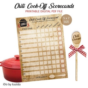 Chili Cook Off Scorecards - Chili Score Cards - Chili - Rating Sheet - Chili Contest - Annual Chili Cook Off - Printable - Instant Download