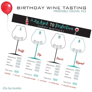 Wine Tasting - Wine Birthday - Wine - Aged To Perfection - Rating Sheet - Wine Party - Tasting - Score Cards - Age Gets Better With Wine