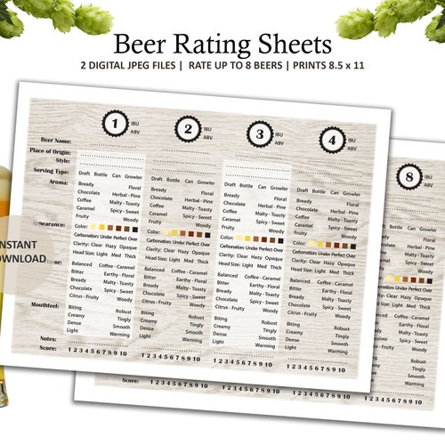 Printable Beer Tasting Score Cards Beer Tasting Party 5x7 Etsy