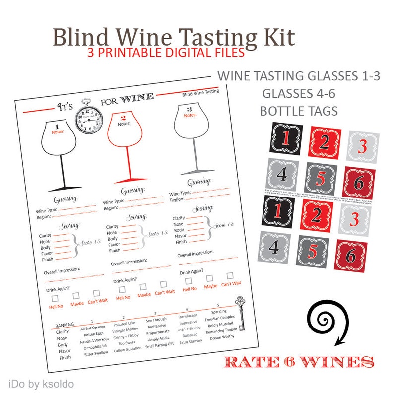 Blind Wine Tasting Wine Wine Tasting Wine and Cheese Wine Rating Wine Scoring Printable Wine Party Wine and Cheese Party