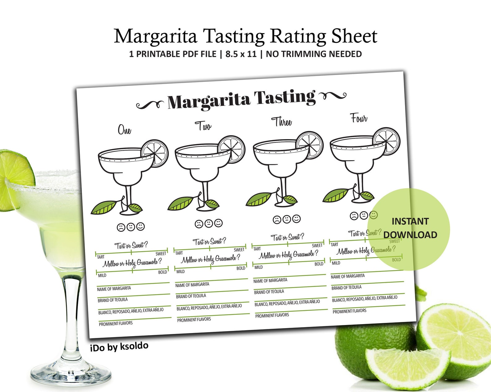 Margarita Tasting Rating Sheet Margarita Score Card Etsy UK