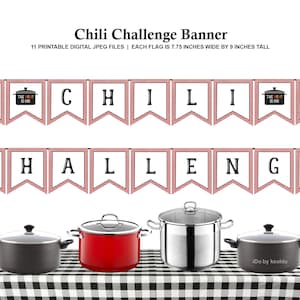 Red Gingham CHILI CHALLENGE Banner - Chili Cook Off Banner - Chili Cook Off - Chili Contest - Chili Competition - Chili Tasting - Printable