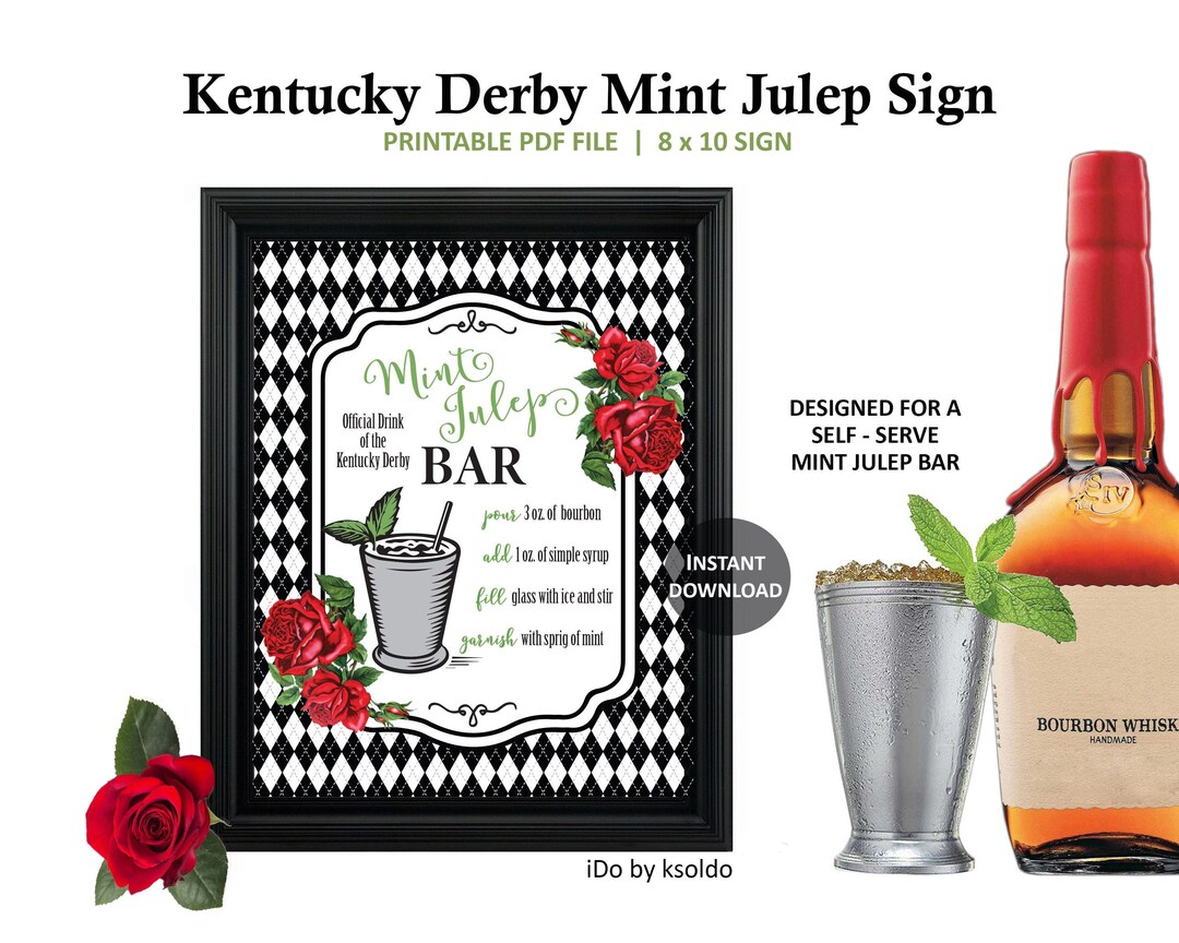 Mint Julep Kentucky Derby Bar Sign Mint Julep Bar Sign Kentucky Derby