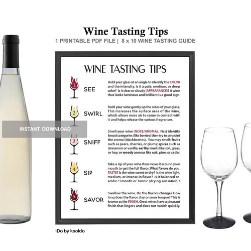 Wine Tasting Basic Printable Guide Etsy