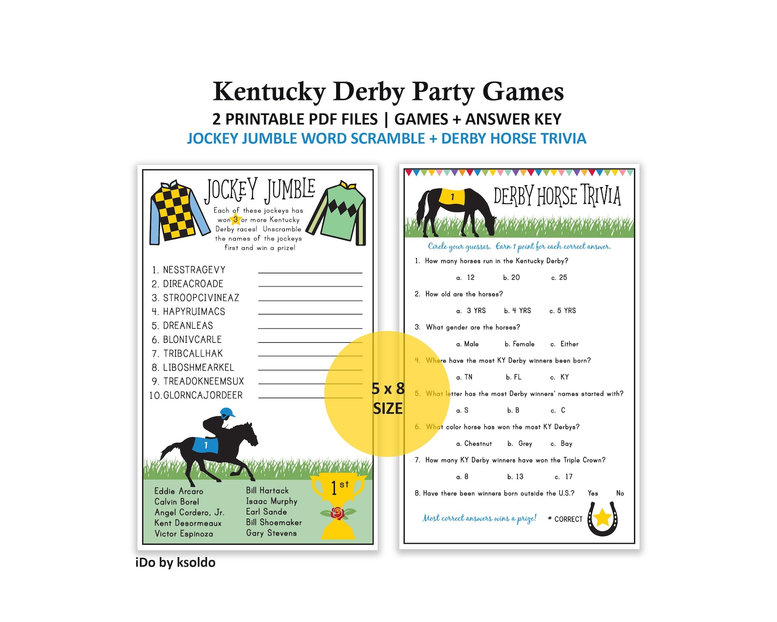 Kentucky Derby Party Games Derby Party Game Kentucky Etsy