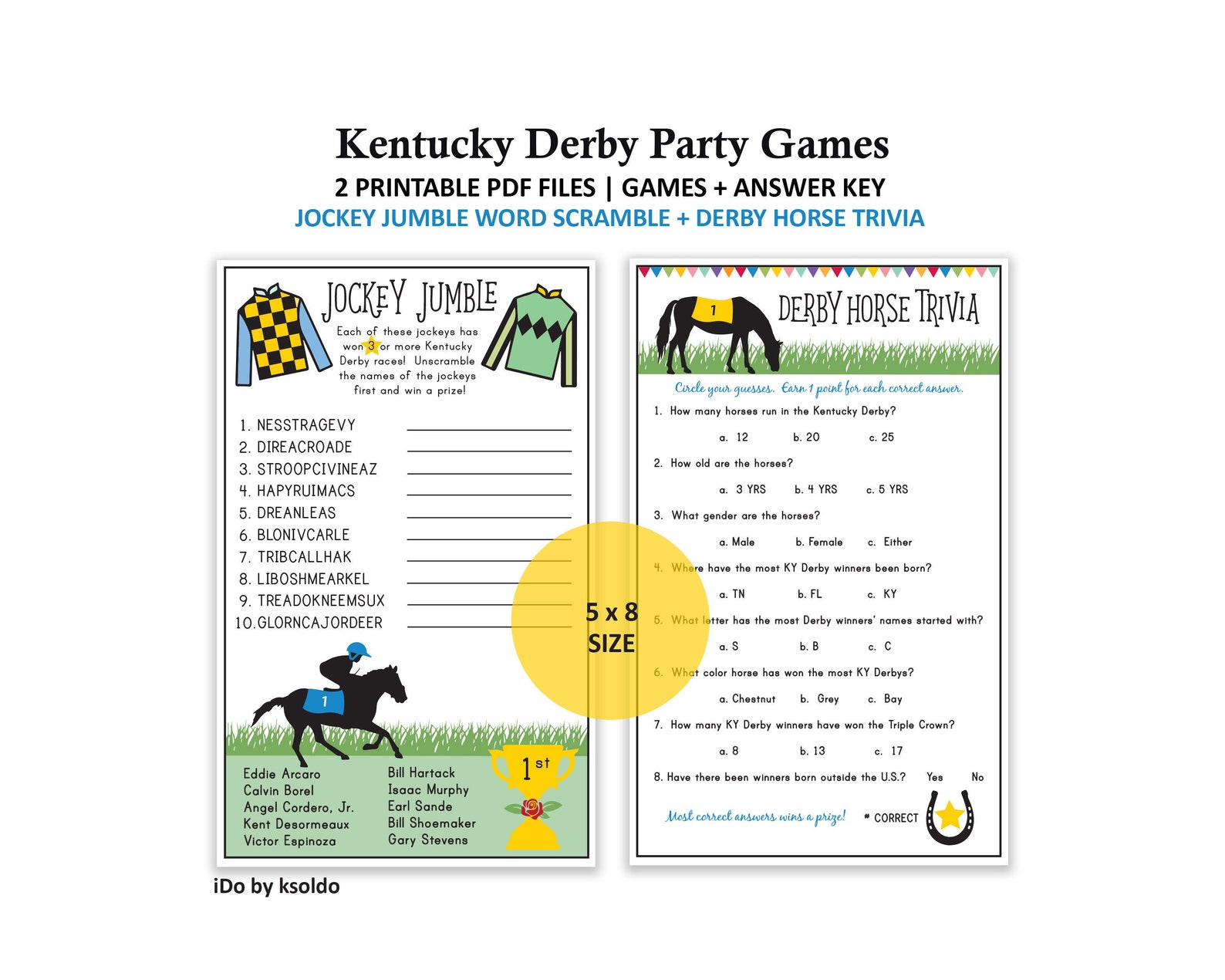 Kentucky Derby Party Games Derby Party Game Kentucky Etsy