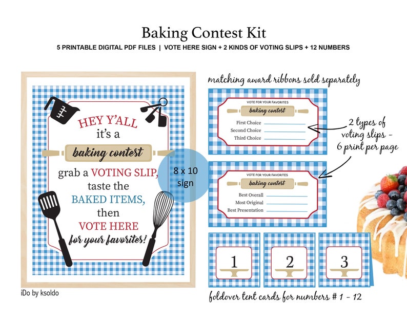 BAKE OFF CONTEST Kit for 12 Entries Baking Contest Baking Etsy