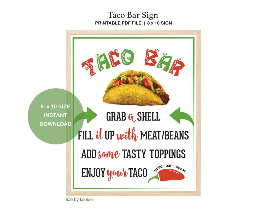 Taco Bar Sign - Build Your Own Tacos - Self Serve Taco Bar - DIY Taco ...