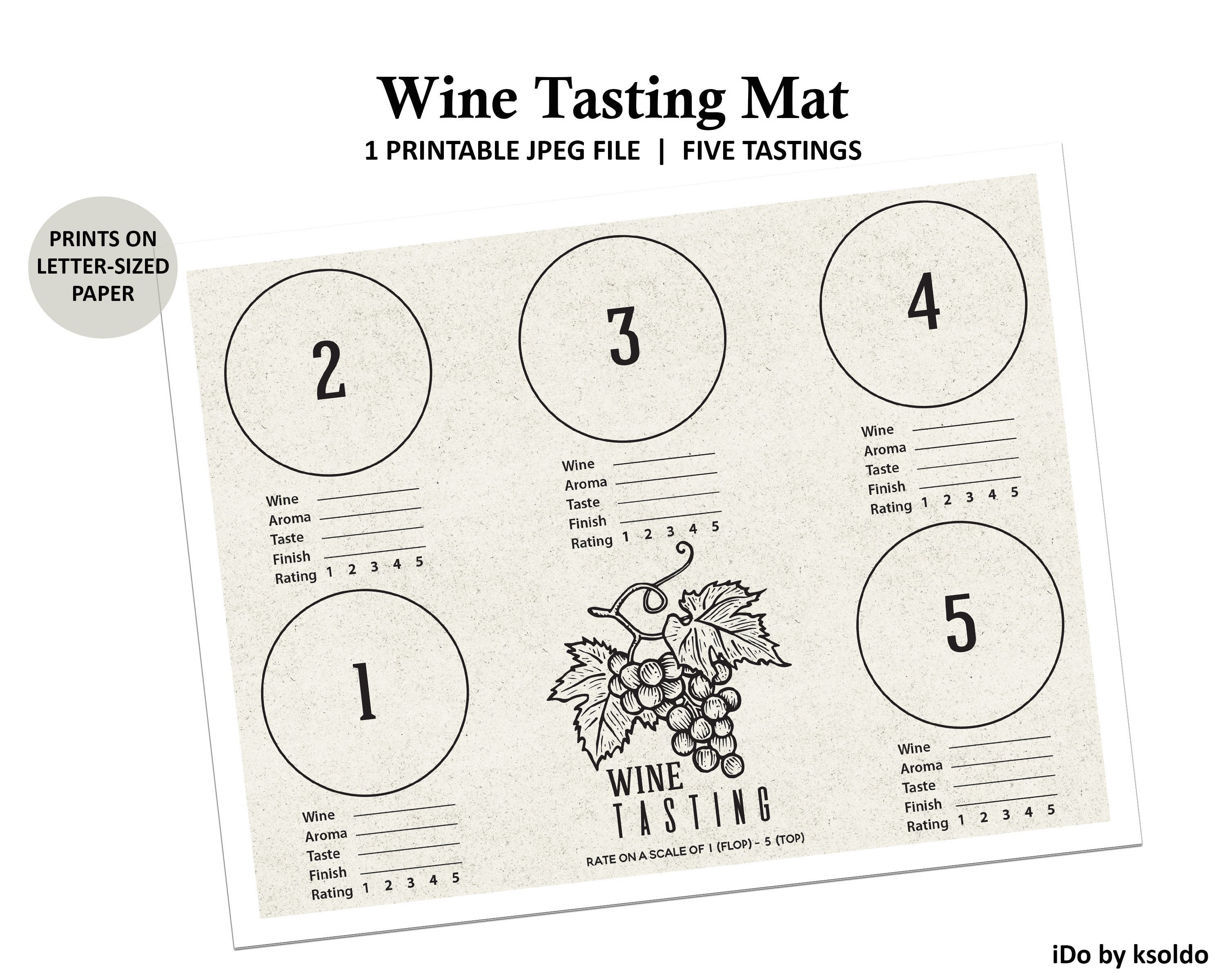 Wine Tasting Mat for Flight of 5 Wine Tasting Party Wine Etsy Ireland