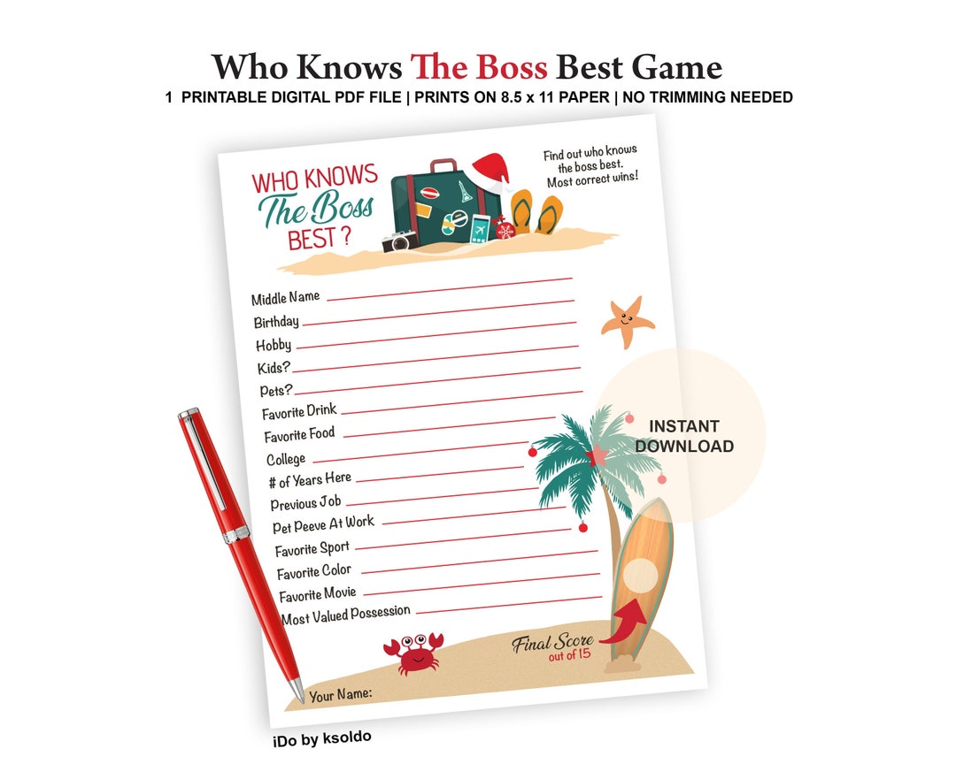 Who Knows the Boss Best Game Office Christmas Party Game Fun Christmas