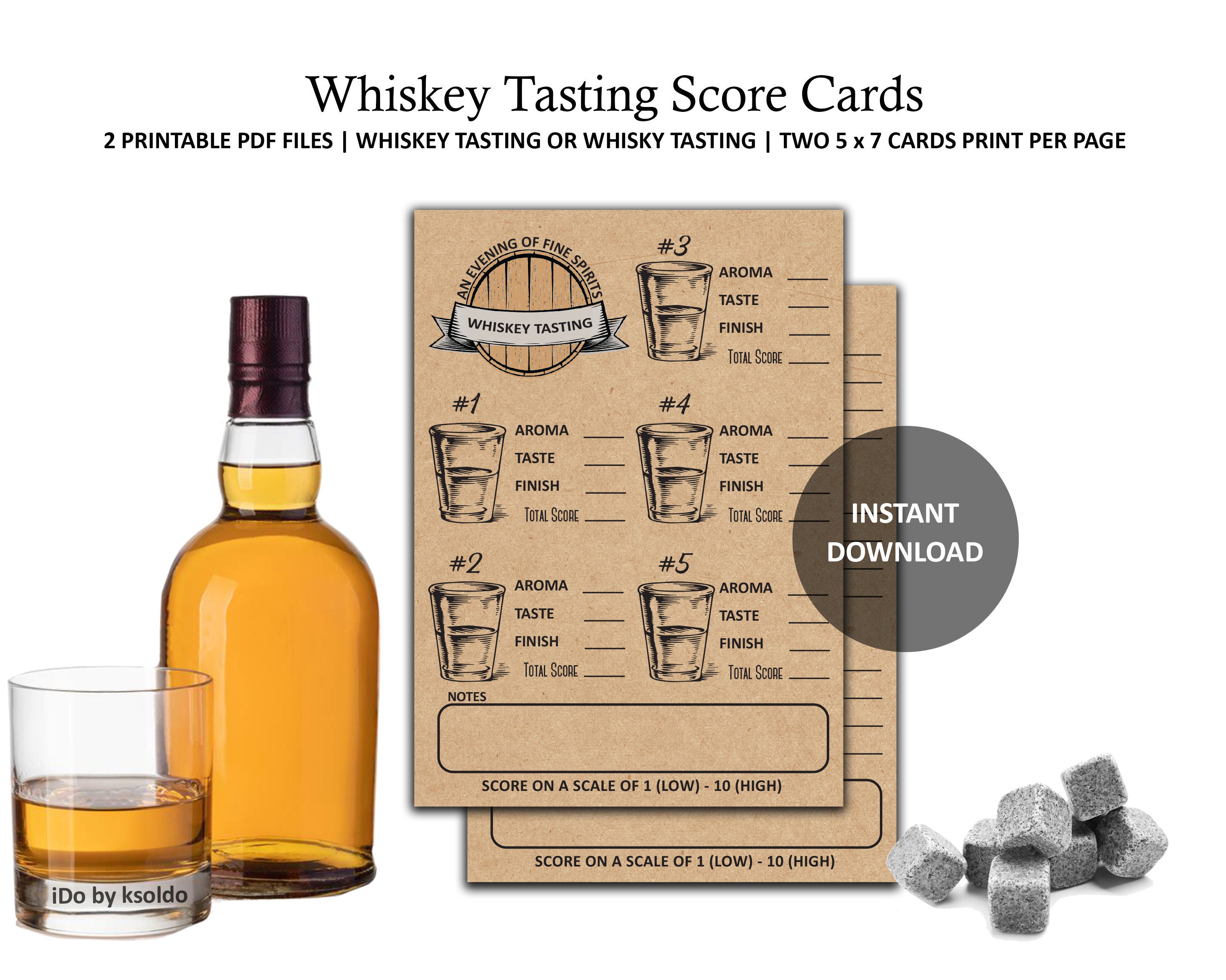 Whiskey Or Whisky Tasting Score Cards - Whiskey Rating - Tasting Notes -  Whiskey Tasting - Whisky Tasting - Score Sheet -Printable -Download In Scotch Tasting Notes Template