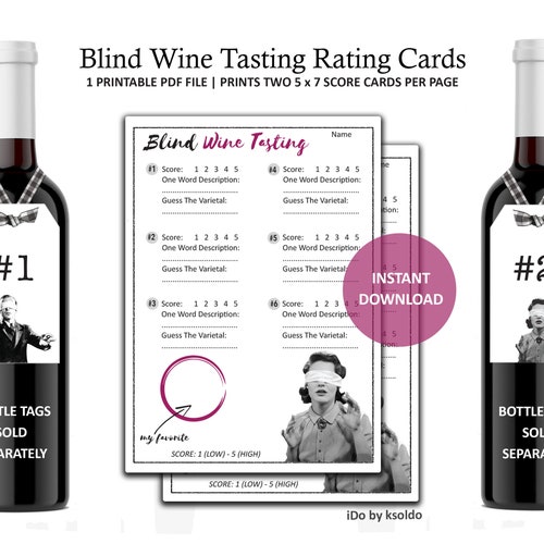 Wine Tasting Score Card Printable Blind Wine Tasting Party - Etsy