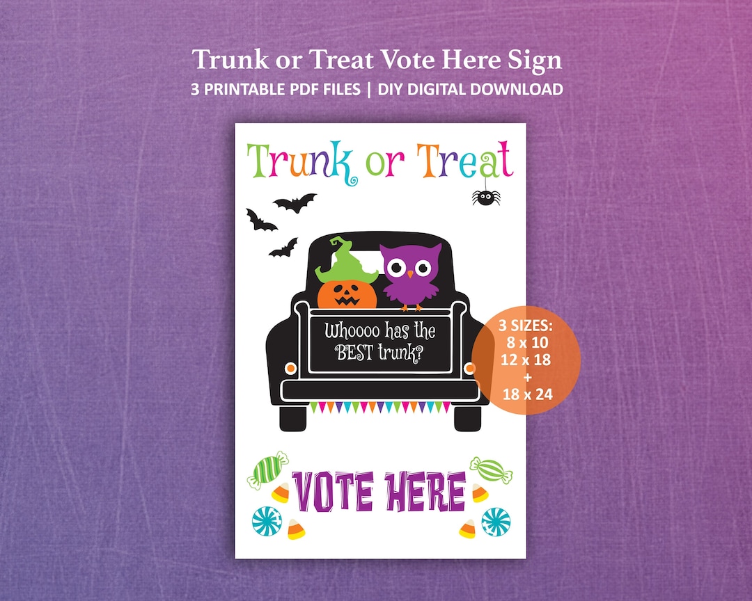 Trunk or Treat Vote Here Sign in 3 Sizes Trunk or Treat Etsy