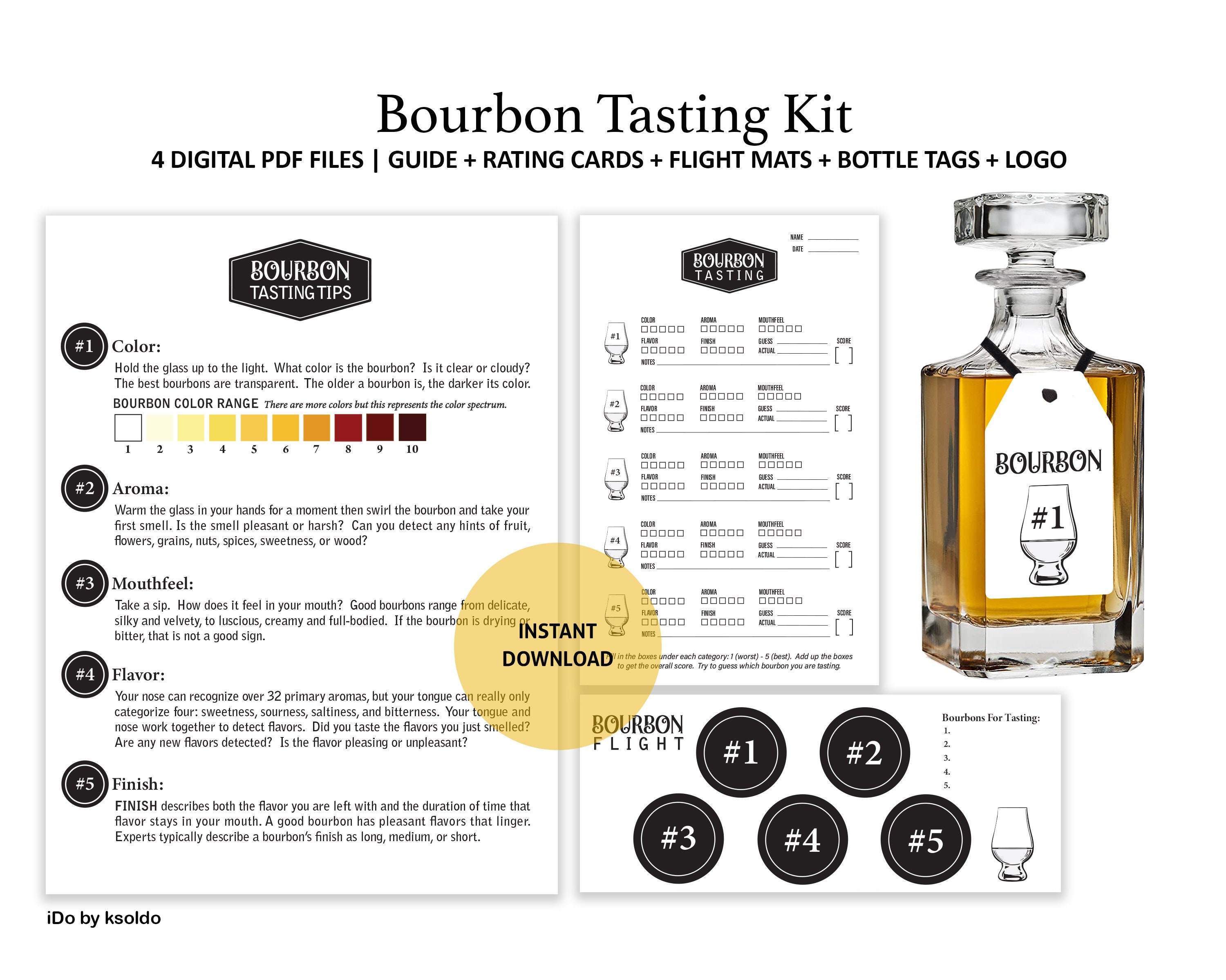 Bourbon Tasting Kit Guide Scorecards Flight Mat Bottle - Etsy