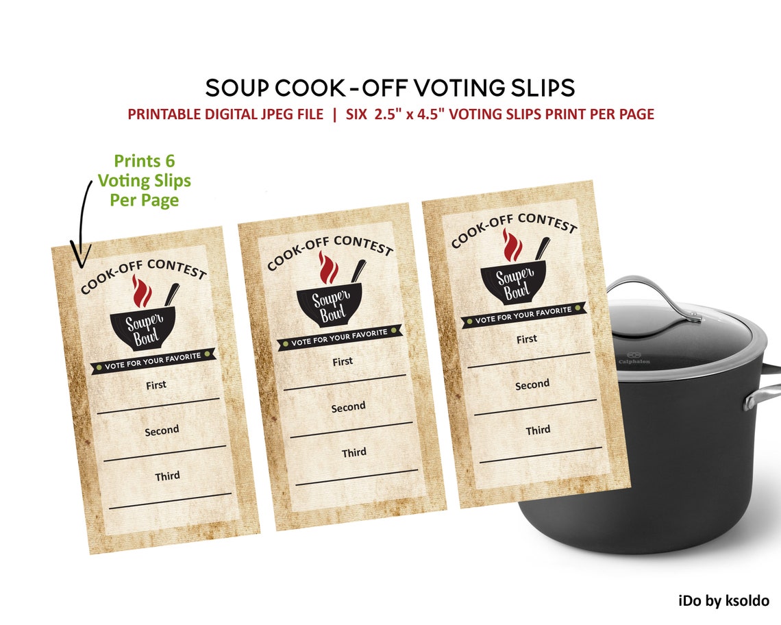 Soup Cookoff Voting Slips Soup Cook off Souper Bowl Etsy