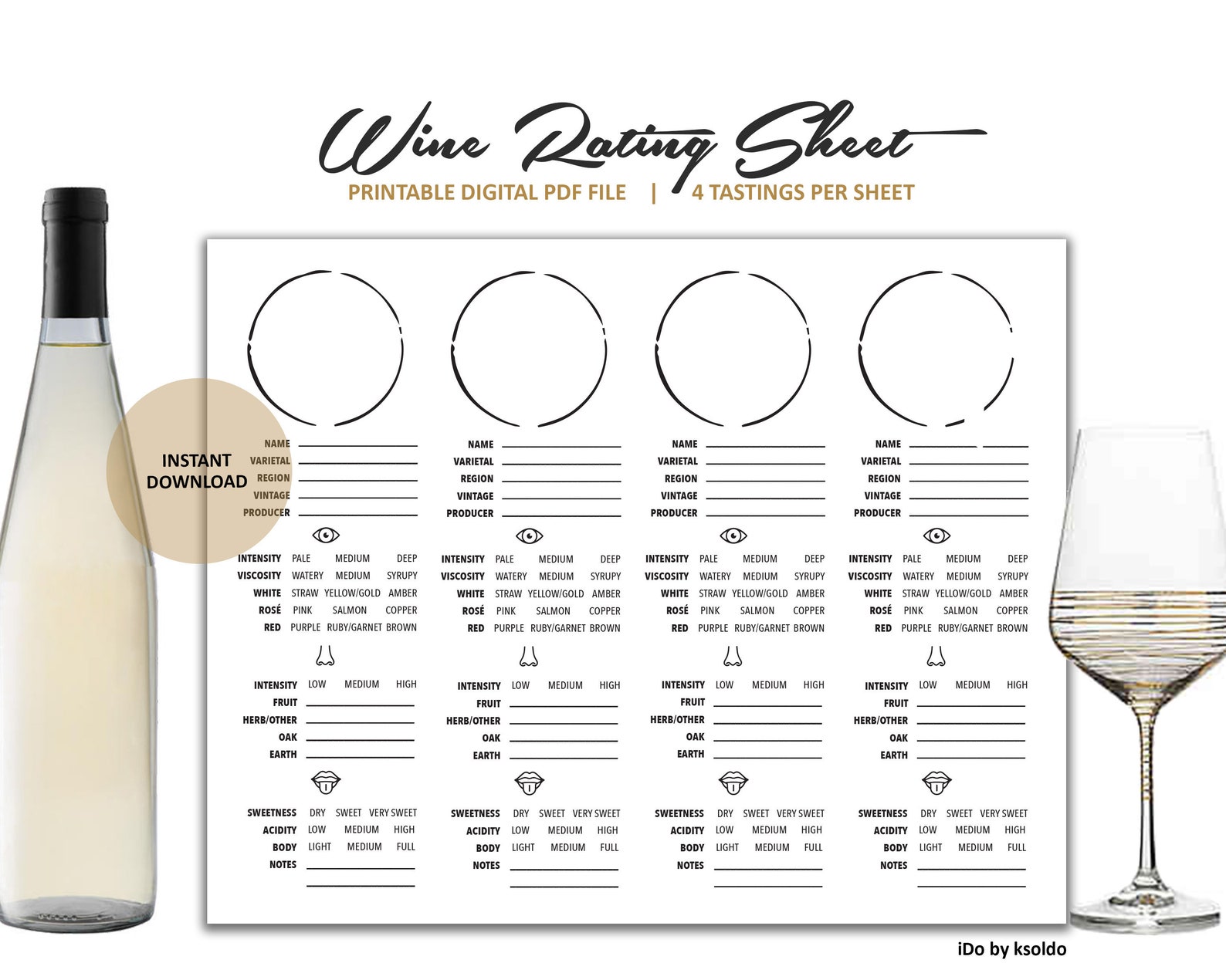 Wine Rating Sheet Wine Tasting Wine Tasting Notes Wine Etsy