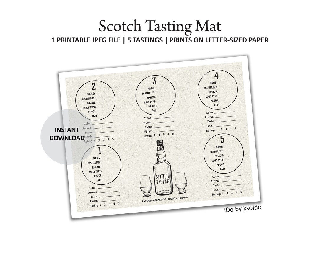 Scotch Tasting Mat Scotch Rating Scotch Score Card Scotch Flight scotch