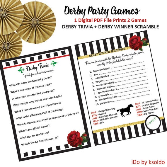 Kentucky Derby Party Games Derby Party Game Kentucky Etsy