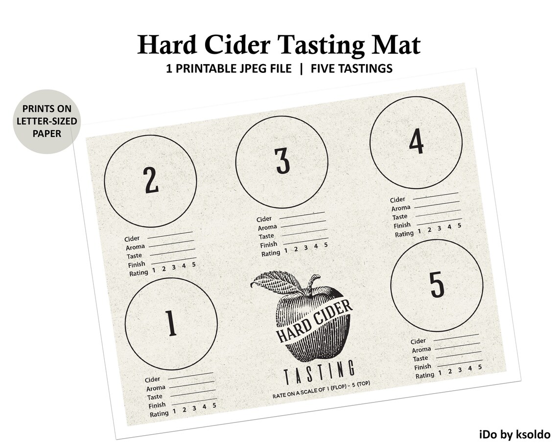 Hard Cider Tasting Mat Cider Tasting Party Apple Cider Etsy