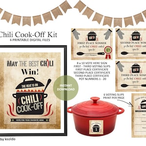 Chili Cook Off Printable Kit - Chili Cook Off Set - Chili Cook Off Party - Chili Competition - Chili Contest - 6 Digital Files - Download