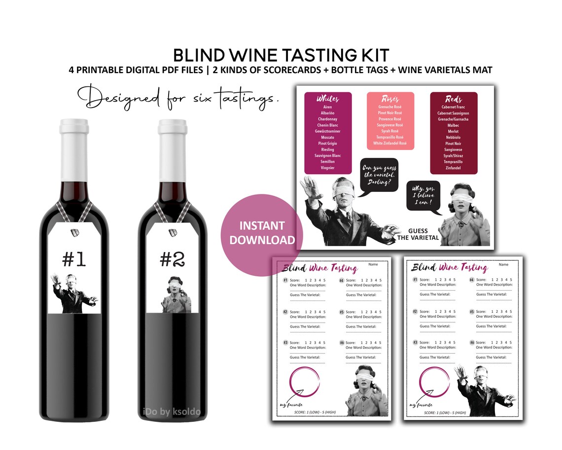 BLIND WINE TASTING Kit Blind Wine Tasting Wine Guide Etsy