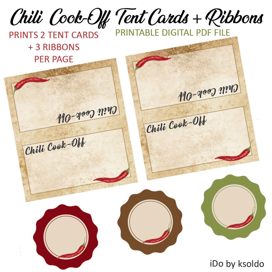 Chili Cook-off Tent Cards and Ribbons Chili Tasting Chili - Etsy