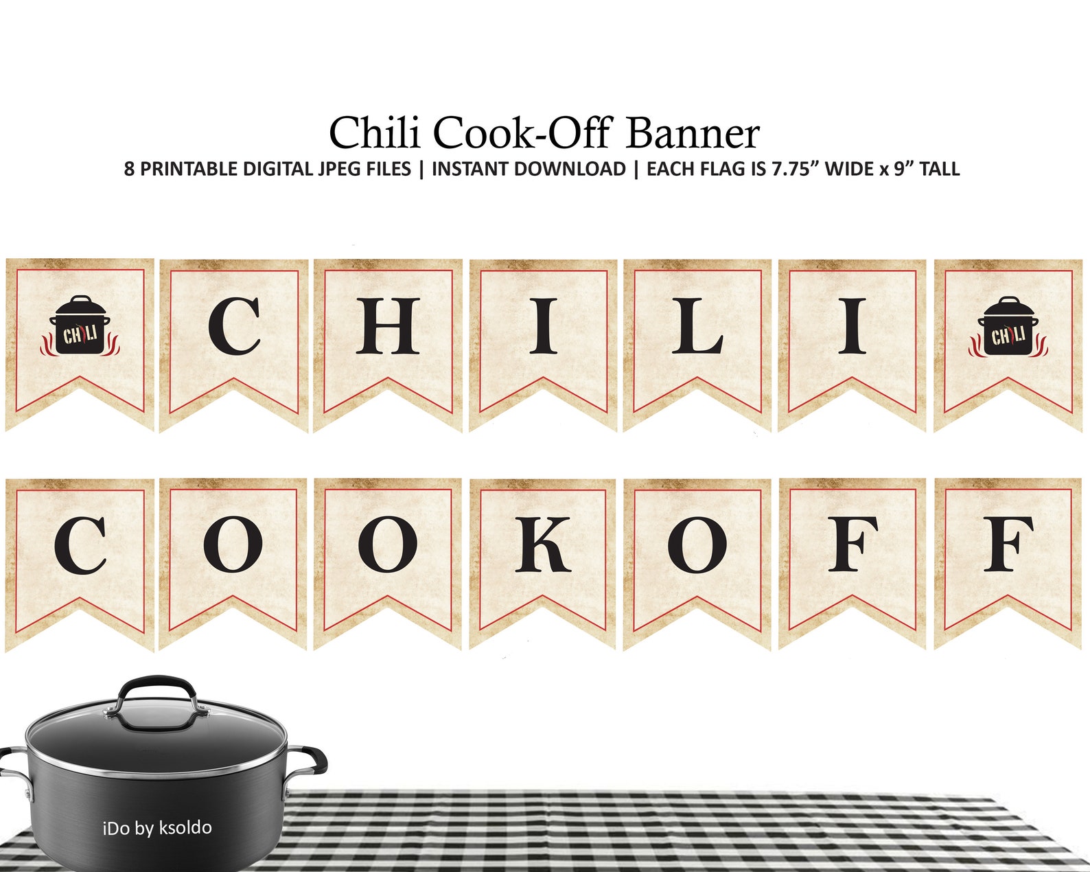 Printable Chili Cook off Banner Chili Cook off Pennant Etsy
