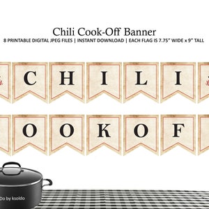 Printable Chili Cook Off Banner - Chili Cook Off Pennant - Chili Cook Off - Chili Contest - Chili Competition - Bunting Flags - Download