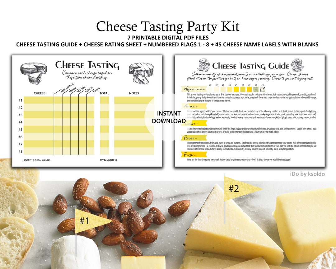 Printable Cheese Tasting Kit Cheese Tasting Party Cheese Tasting Wine