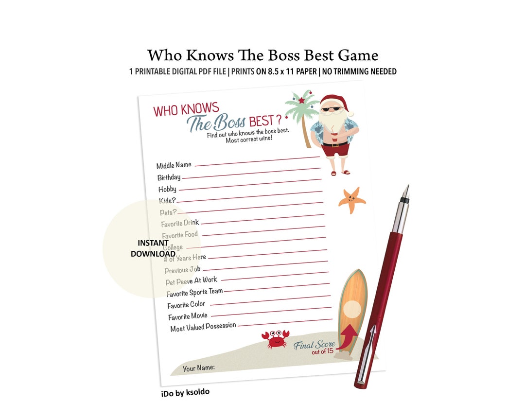 Who Knows the Boss Best Game Office Christmas Party Game Fun Christmas