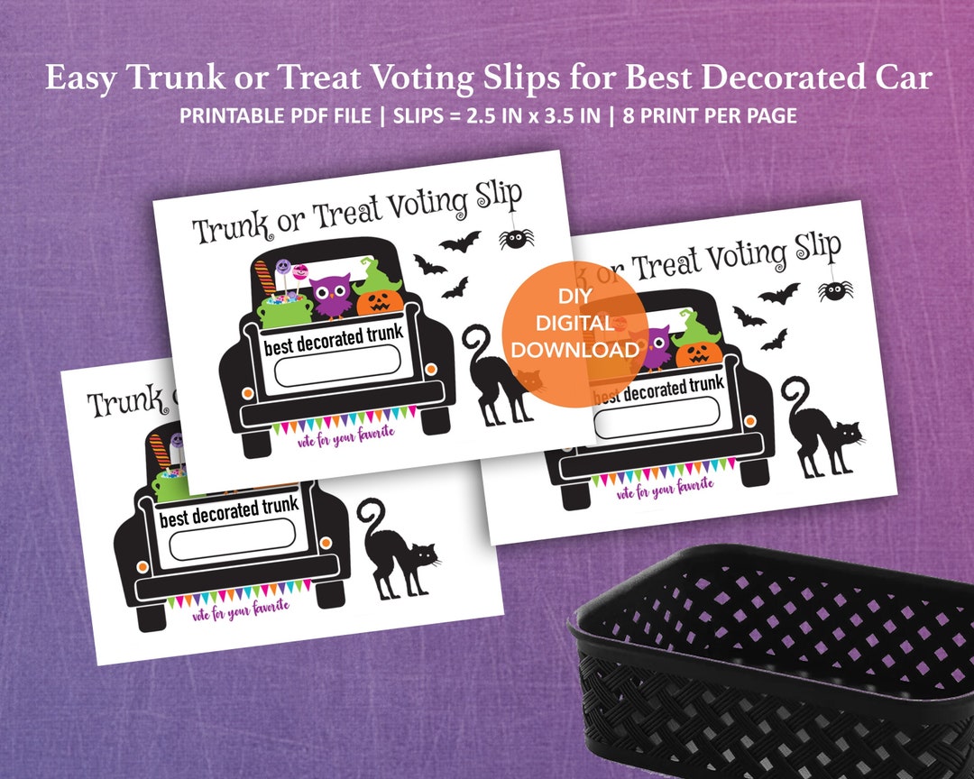 Trunk or Treat Best Decorated Trunk Voting Slips Trunk or Treat Contest