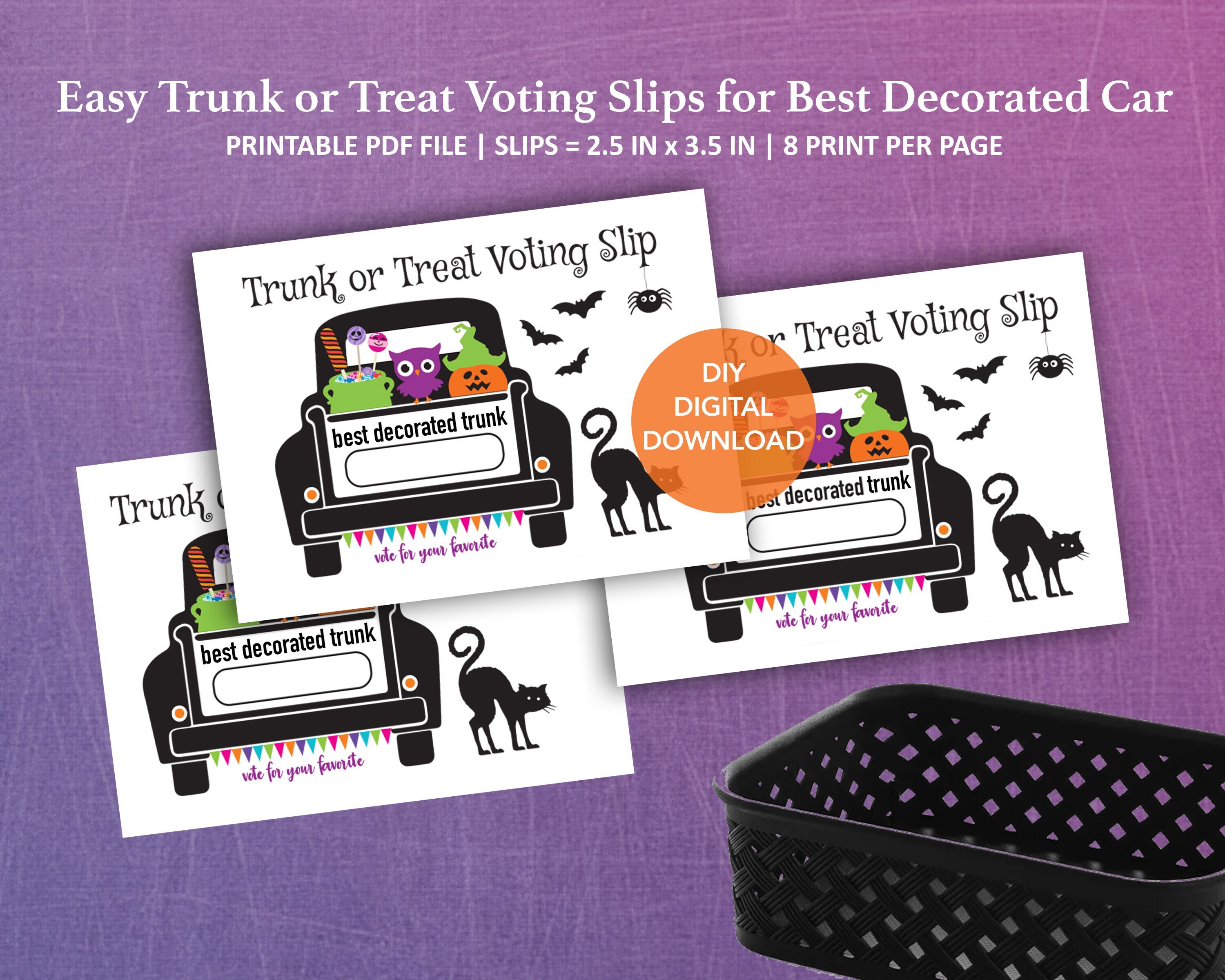 Trunk or Treat Best Decorated Trunk Voting Slips - Trunk or Treat ...