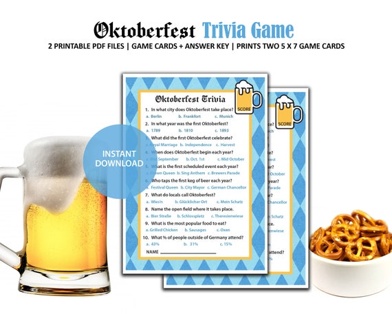 Oktoberfest Party Beer Trivia Game