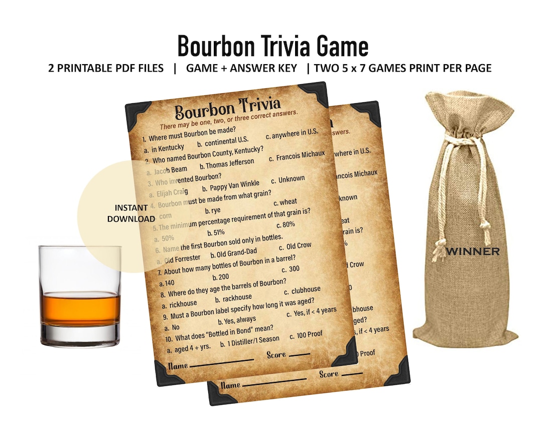 Bourbon Trivia Game Bourbon Tasting Game Bourbon Tasting Etsy