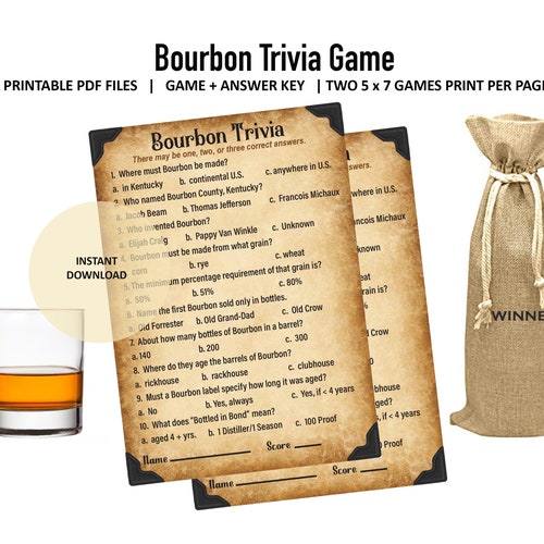 BOURBON Tasting Mat Printable Instant Download - Etsy