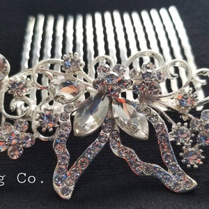 Butterfly Monarch Crystal Rhinestone hair clip accessory. Bridal, Prom, Second Wedding, Mother of the Bride. Birthday hair piece.