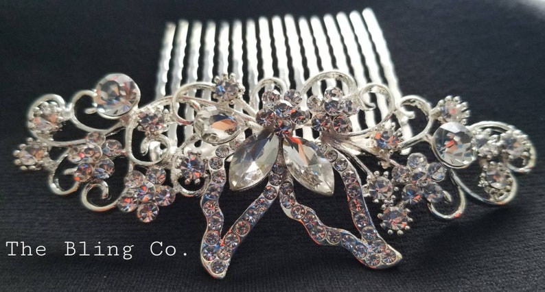 Butterfly Monarch Crystal Rhinestone hair clip accessory. Bridal, Prom, Second Wedding, Mother of the Bride. Birthday hair piece.