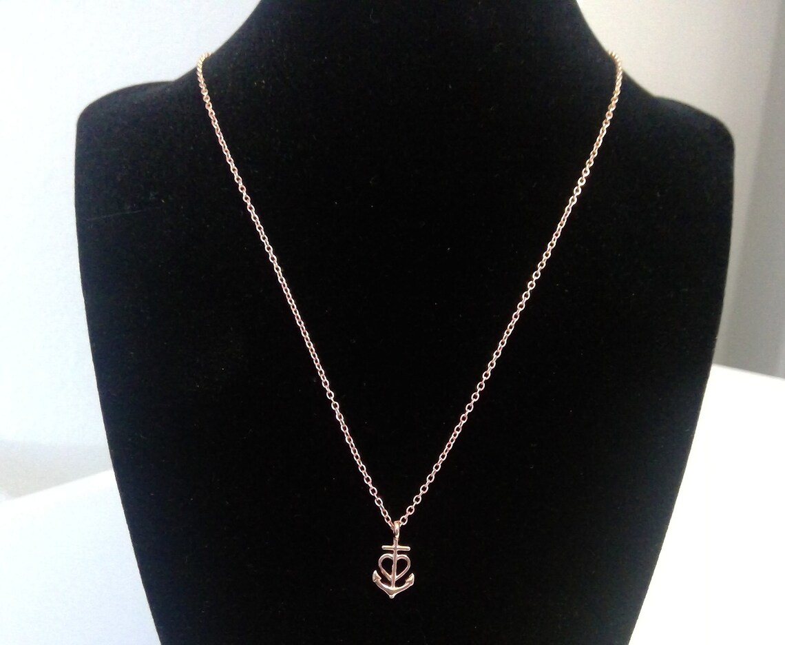 Friendship Faith Hope Anchor Necklace in Rose Gold With the Etsy
