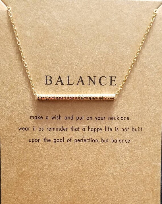 Balance Necklace in gold for a balanced life. Inspirational Etsy