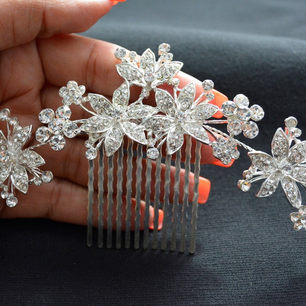 Romantic Crystal Headpiece Rhinestone Comb Diamond Wedding Brides Jewelry Halo Holiday Headpiece Crown Bling Prom Hair accessory