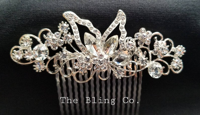 Butterfly design comb for wedding, prom or any special occasion. Mother of the bride or flower girl accessory.